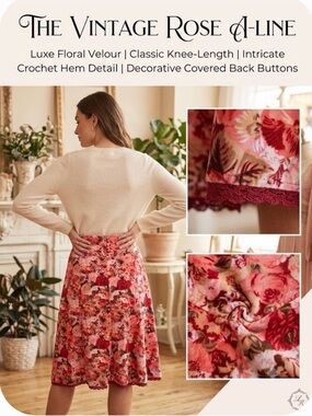 The Vintage Rose A-Line Skirt - Rose Floral